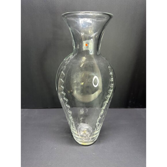 Vintage Blenko Glass Crystal (Clear) 13.5” Tall Vase Ribbed Design W/label - Picture 1 of 7